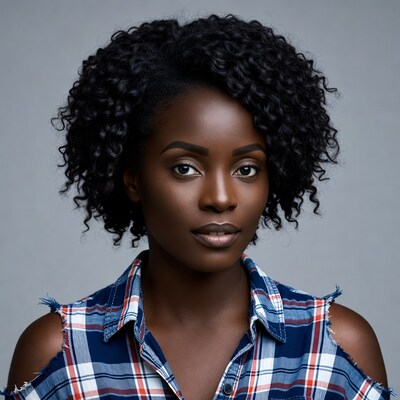 African-American woman with curly hair