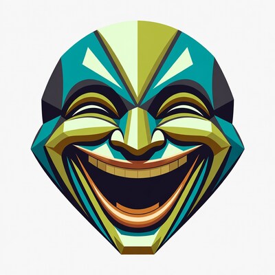 Geometric Laughing Mask Illustration