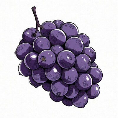 Purple Grape Bunch Illustration