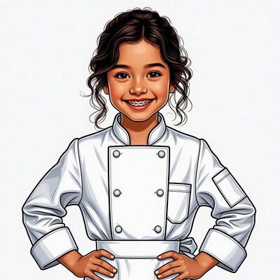 Smiling girl in chef uniform