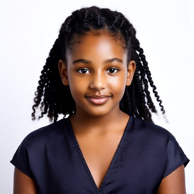 African-American girl with braids smiling