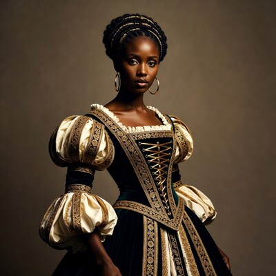 African woman in Renaissance gown