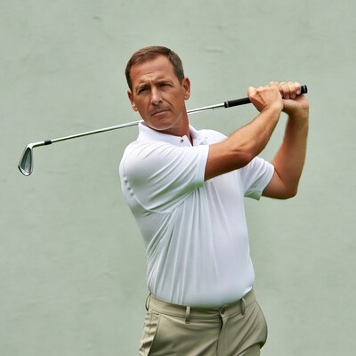 Man swinging golf club