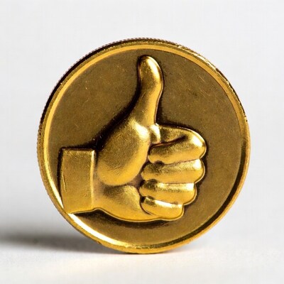 Golden thumbs up coin