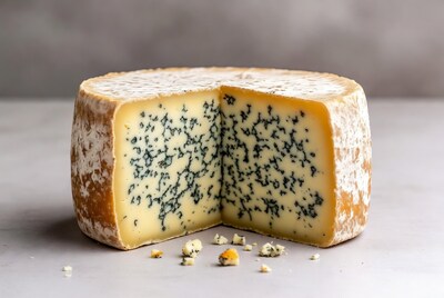 Blue cheese wheel cut open