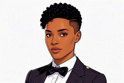 African-American woman in tuxedo illustration