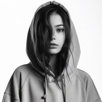 Woman in hoodie close-up