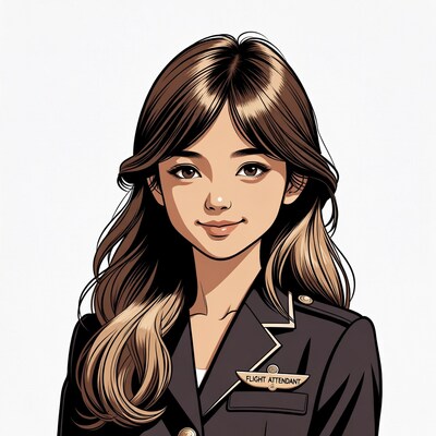 Asian flight attendant illustration