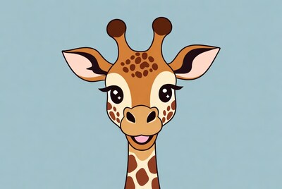 Cute cartoon giraffe smiling