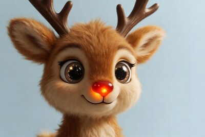 Cute Rudolph Reindeer with Glowing Nose