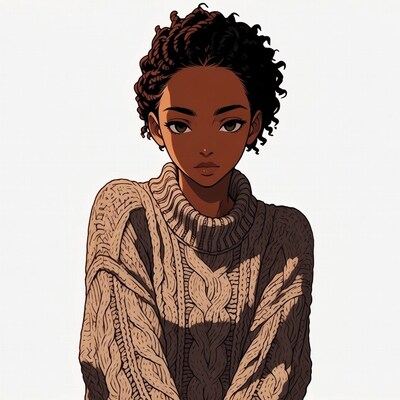 African-American woman in turtleneck sweater