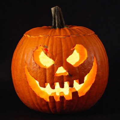 Lit Jack-o-Lantern Pumpkin