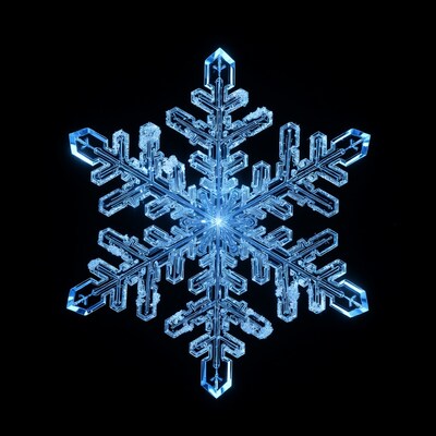Glowing Blue Snowflake Crystal