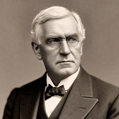 Elderly man in suit and glasses