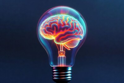 Glowing Brain Lightbulb Illustration