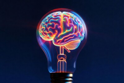 Glowing Brain Lightbulb Illustration