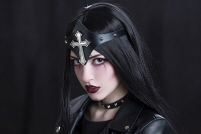 Gothic woman with cross headband