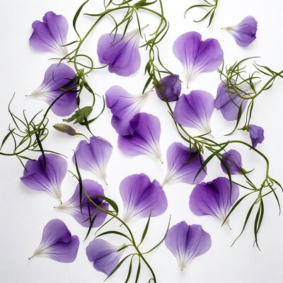 Purple Morning Glory Flowers on White