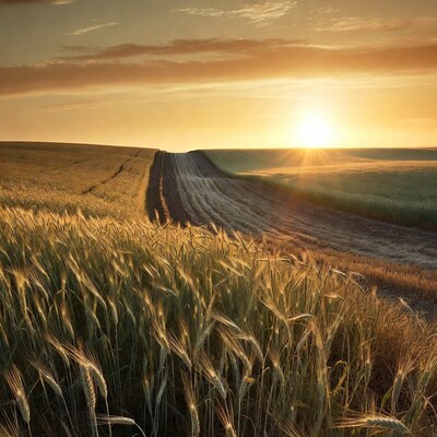 Wheat Field Path at Sunset