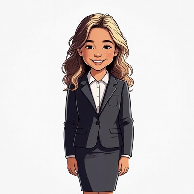 Young Asian girl in business suit illustration