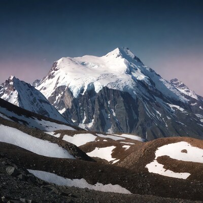 Snowy Mountain Peak with Glacier