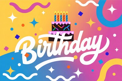 Colorful Birthday Cake Illustration