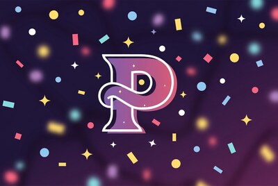 Purple P Letter with Confetti