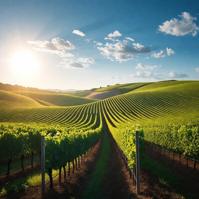 Vineyard Rows at Sunset