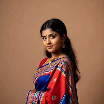 Indian woman in blue saree