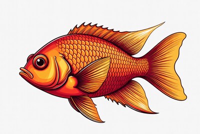Vibrant orange goldfish illustration