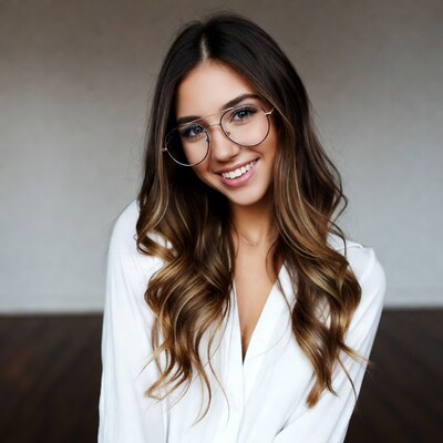 Smiling woman in glasses with long hair