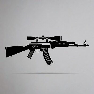 AK-47 Rifle with Scope Silhouette