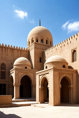 Traditional Mosque Courtyard with Domes