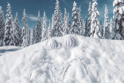 White bikini in snowy forest
