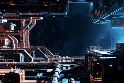 Futuristic Cyberpunk Space Station