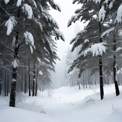 Snowy Pine Forest Path