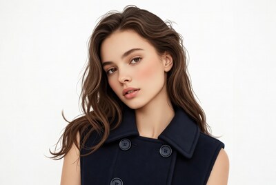 Woman in navy coat portrait