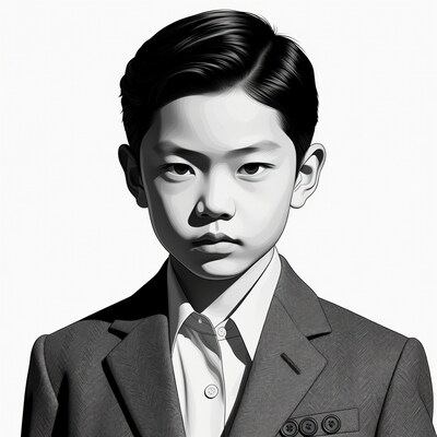 Asian boy in suit portrait