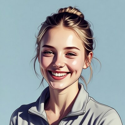 Smiling woman with bun hairstyle