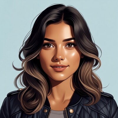 Beautiful woman in leather jacket illustration