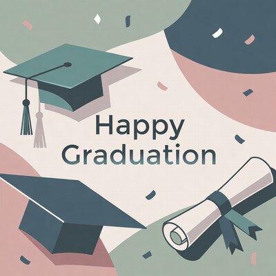 Happy Graduation Illustration with Cap Diploma