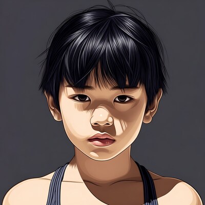 Asian girl portrait illustration
