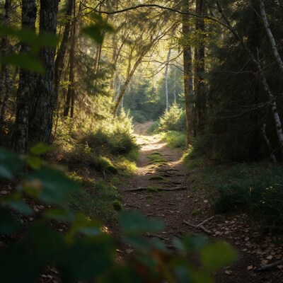 Sunlit Forest Path Trail
