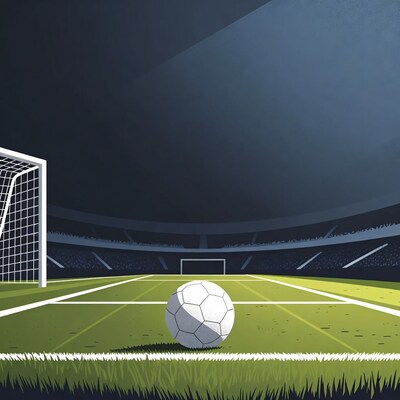 Soccer Ball Before Goal in Stadium