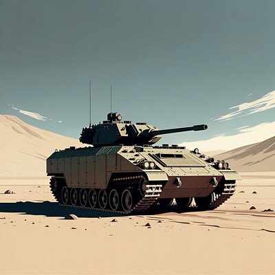 Tank in Desert Landscape