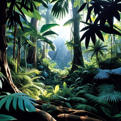 Sunlit Tropical Jungle Path