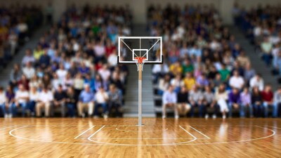 Basketball hoop on indoor court