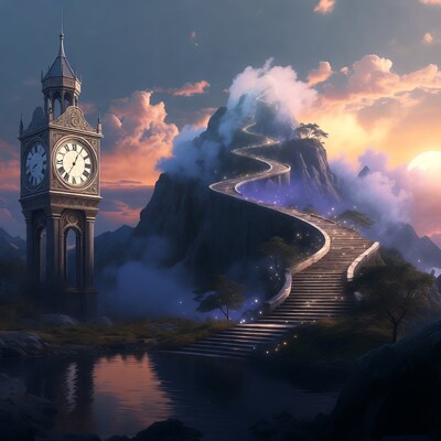 Clock Tower by Spiral Mountain Stairs