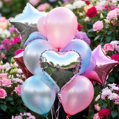 Colorful Balloons with Roses