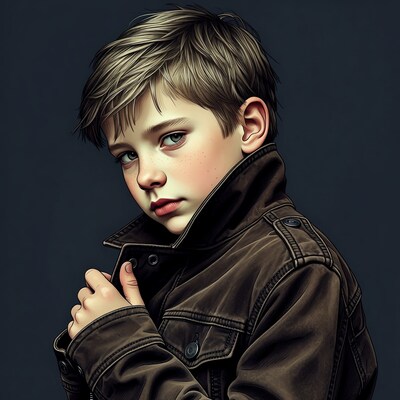 Boy in leather jacket portrait